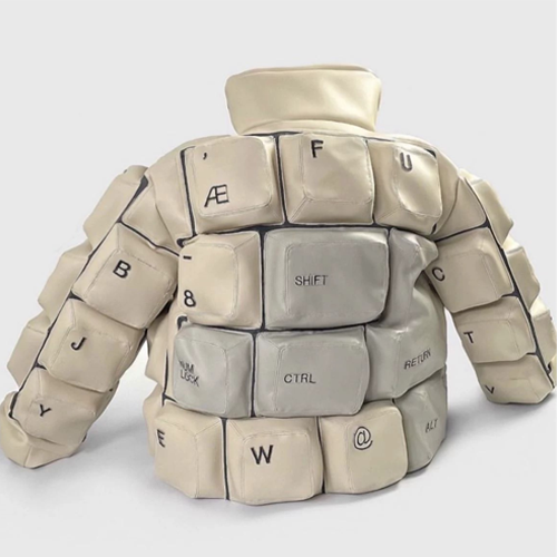 keyboard textured puffer jacket